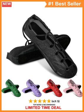 Irish Dance Pump Shoes Soft Cowhide Leather Lace-Up Flat for Competitive Dancing